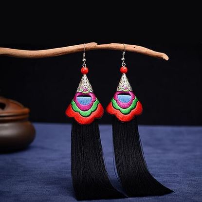 Picture of Ethnic Embroidery Tassels Earrings