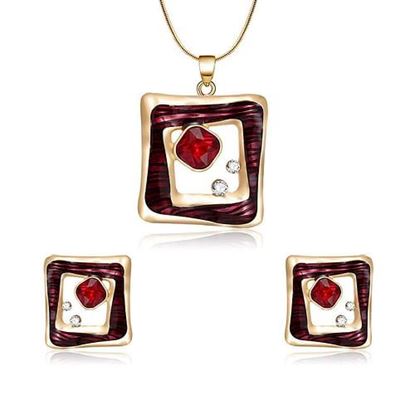 Picture of Fashion Red Crystal Jewelry Set