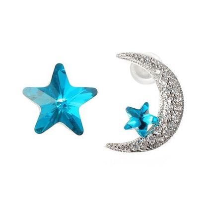 Picture of Asymmetric Star Moon Earrings