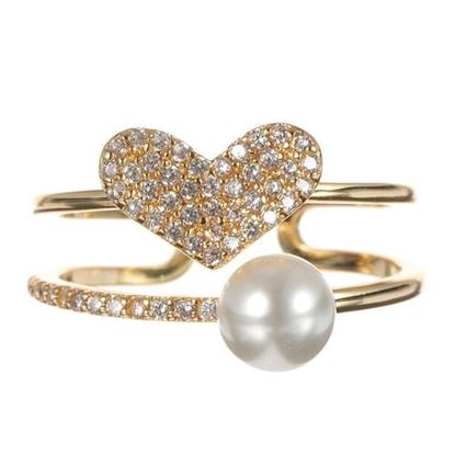 图片 Fashion Heart Pearl 18K Gold Ring