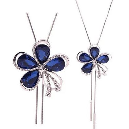 Picture of Fashion Blue Crystal Flower Necklace