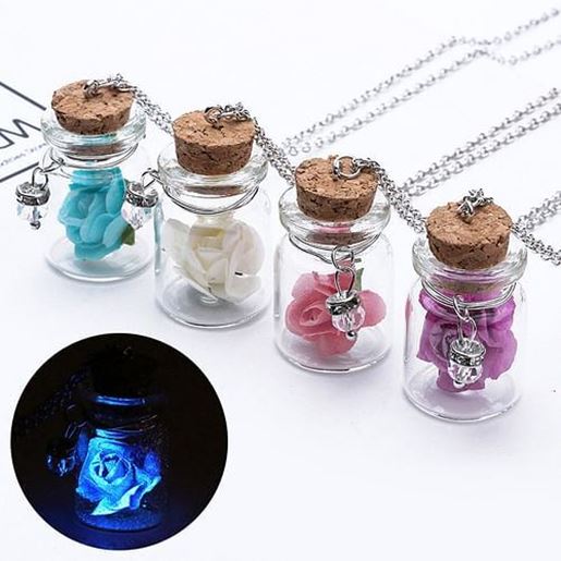 Picture of Luminous Flower Wishing Bottle Necklaces