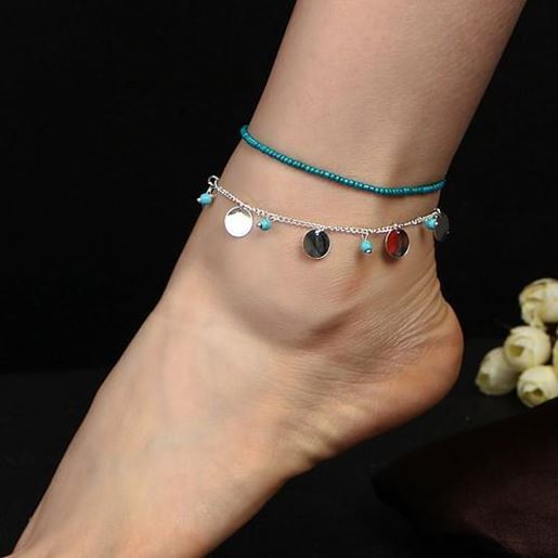 Picture of Boho Beads Coin Pendant Anklet