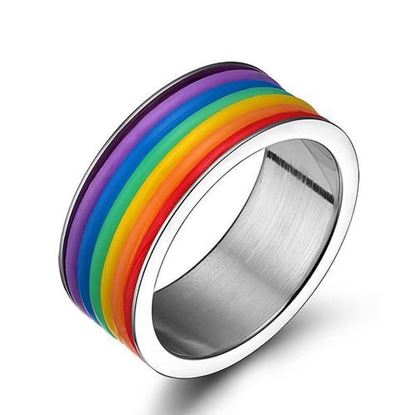 Picture of Stainless Steel Rainbow Silicone Rings