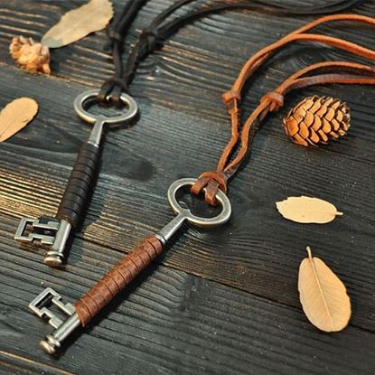 Picture of Vintage Key Leather Statement Necklace