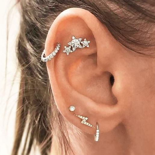 Picture of 5 Pcs Fashion Crystal Stars Earrings