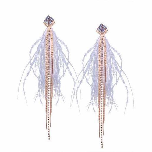 Picture of Fashion Rhinestones Feather Drop Earrings