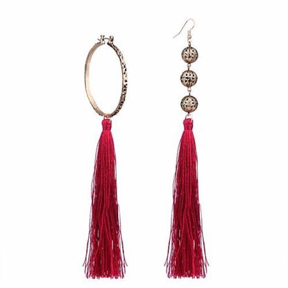 Picture of Vintage Long Tassels Asymmetric Hoop Earrings