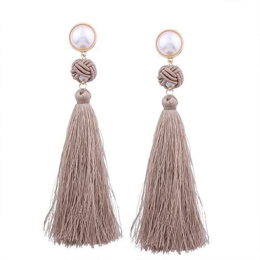 Picture of Fashion Pearl Tassels Long Earrings