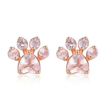 Picture of Cute Cat Pink Paw Stud Earrings