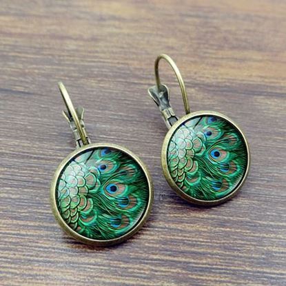 Picture of Vintage Peacock Feathers Gem Earrings