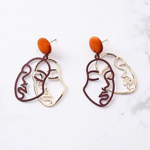 Picture of Fashion Gold Human Face Earrings