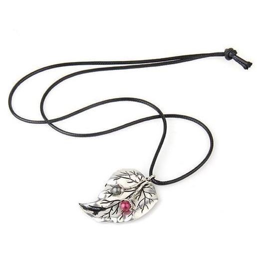 Picture of Ethnic Silver Leaf Pendant Long Necklaces