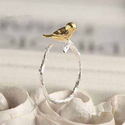 Picture of Cute 925 Silver Bird Branch Opening Rings