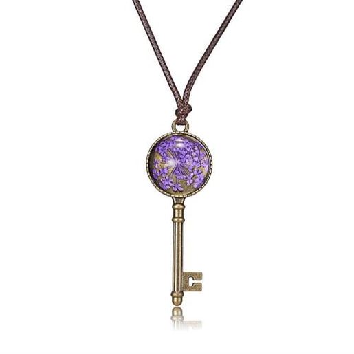 Picture of Dried Flower Inside Key Pendant Necklace