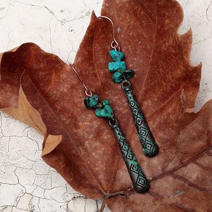 Picture of Ethnic Turquoise Long Earrings