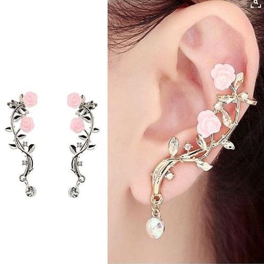 Picture of Pink Flower Cuff Earrings