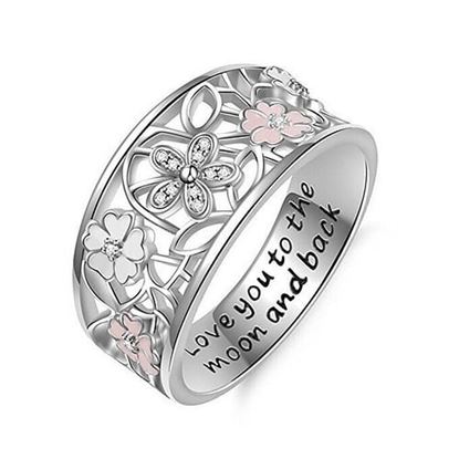 Picture of Letters Engraved Flower Ring