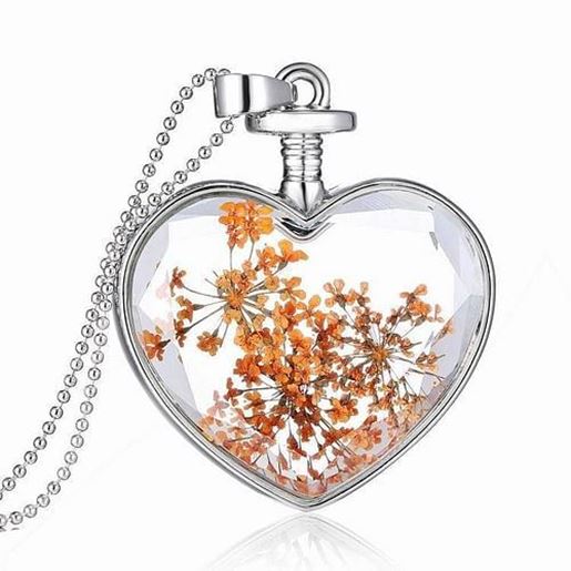 Picture of Dried Flower Heart Pendant Necklace