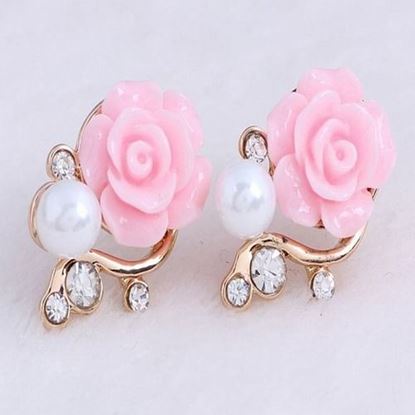 Picture of Vintage Pink Flower Earrings