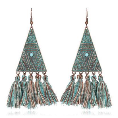 Picture of Bohemian Tassel Drop Earrings Triangle