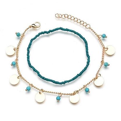 Picture of Bohemian Turquoise Bead Anklets