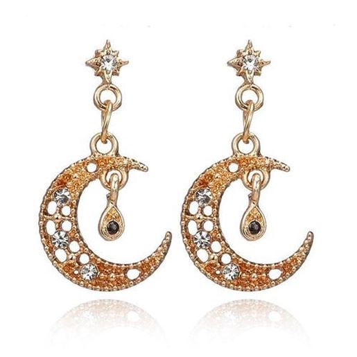 Picture of Trendy Rhinestone Moon Earrings