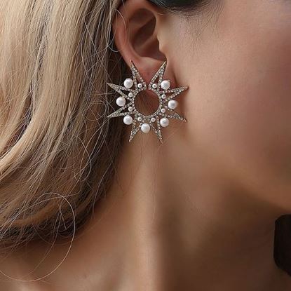 Picture of Luxury Pearl Sun Flower Earrings