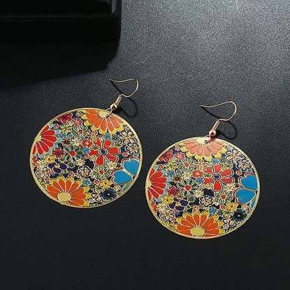 Picture of Retro Style Round Flower Earrings