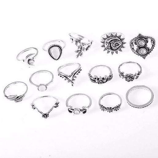 Picture of Fashion Sunflower Moon Sun Rings Set