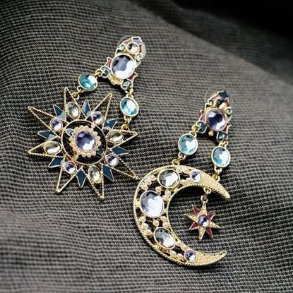 Picture of Bohemian Goddess Moon Sun Earrings