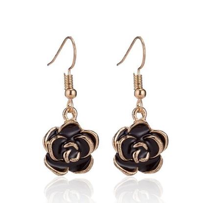 Picture of Retro Black Rose Flower Earrings