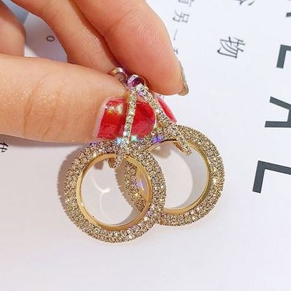 Picture of Trendy Full Rhinestone Round Earrings