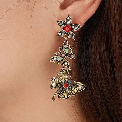 Picture of Retro Fringed Butterfly Ear Drop