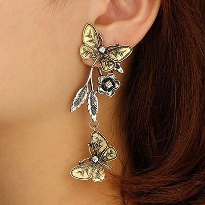 Picture of Retro Gold Butterfly Flower Ear Drop