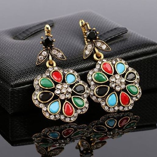 Picture of Retro Colorful Flower Earrings