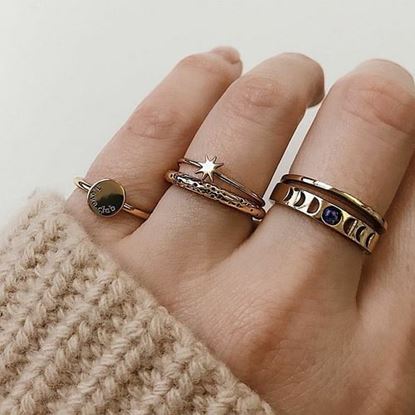 Picture of Vintage Metal Geometric Rings Set