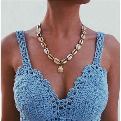 Picture of Shell Metal Beaded Clavicle Necklace