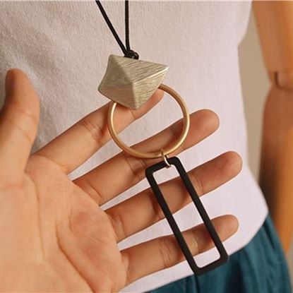 Picture of Geometric Circle Square Long Necklace