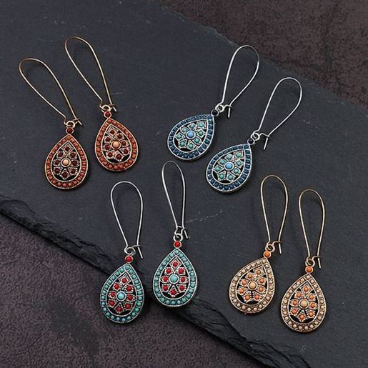 Picture of Geometric Water Drop Long Earrings