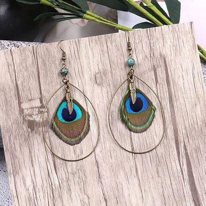 Picture of Peacock Feather Pendant Earrings