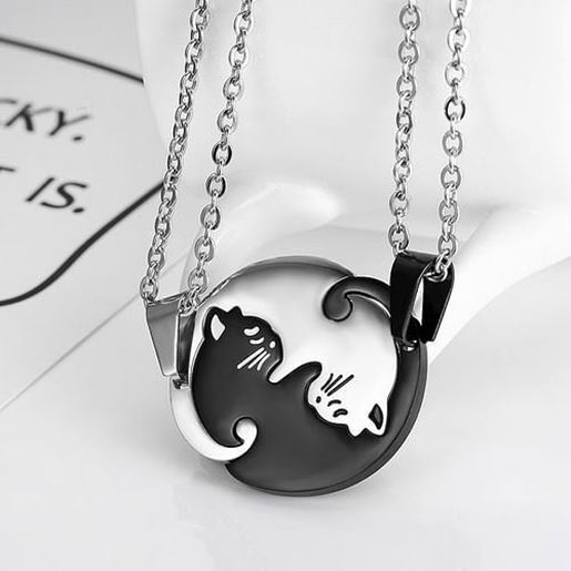 Picture of Cat Pendant Puzzle Couple Necklace