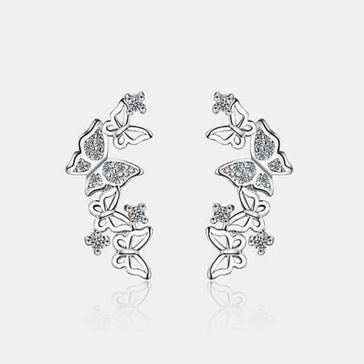 Picture of Hollow Rhinestone Butterfly Earrings