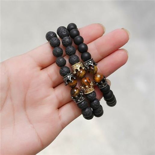 Picture of Black Frosted Agate Beaded Bracelet