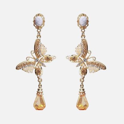 Picture of Rhinestone Pearl Butterfly Earrings