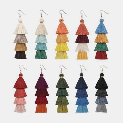 Picture of Handmade Multi-layer Tassel Earrings