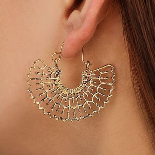 Picture of Metal Hollow Fan-shaped Earrings