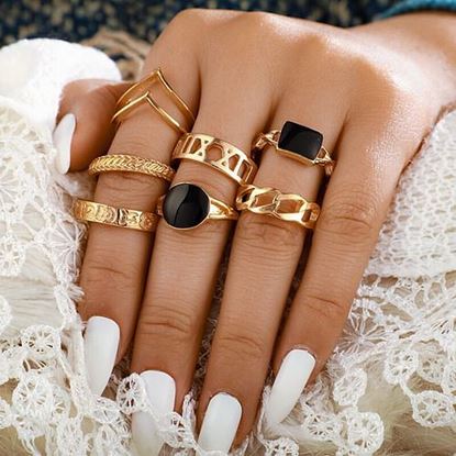 Picture of 7 Pcs/Set Women Rings Set