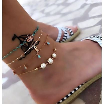 Picture of Turquoise Tassel Pendant Anklet