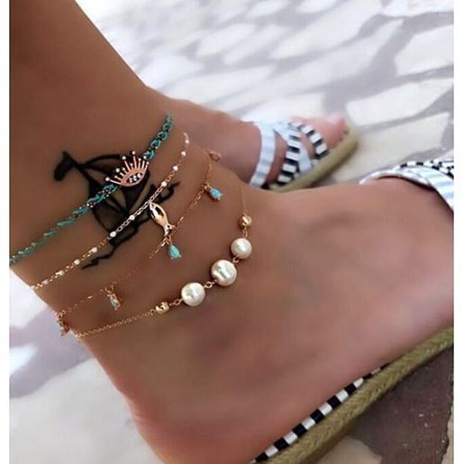 Picture of Turquoise Tassel Pendant Anklet